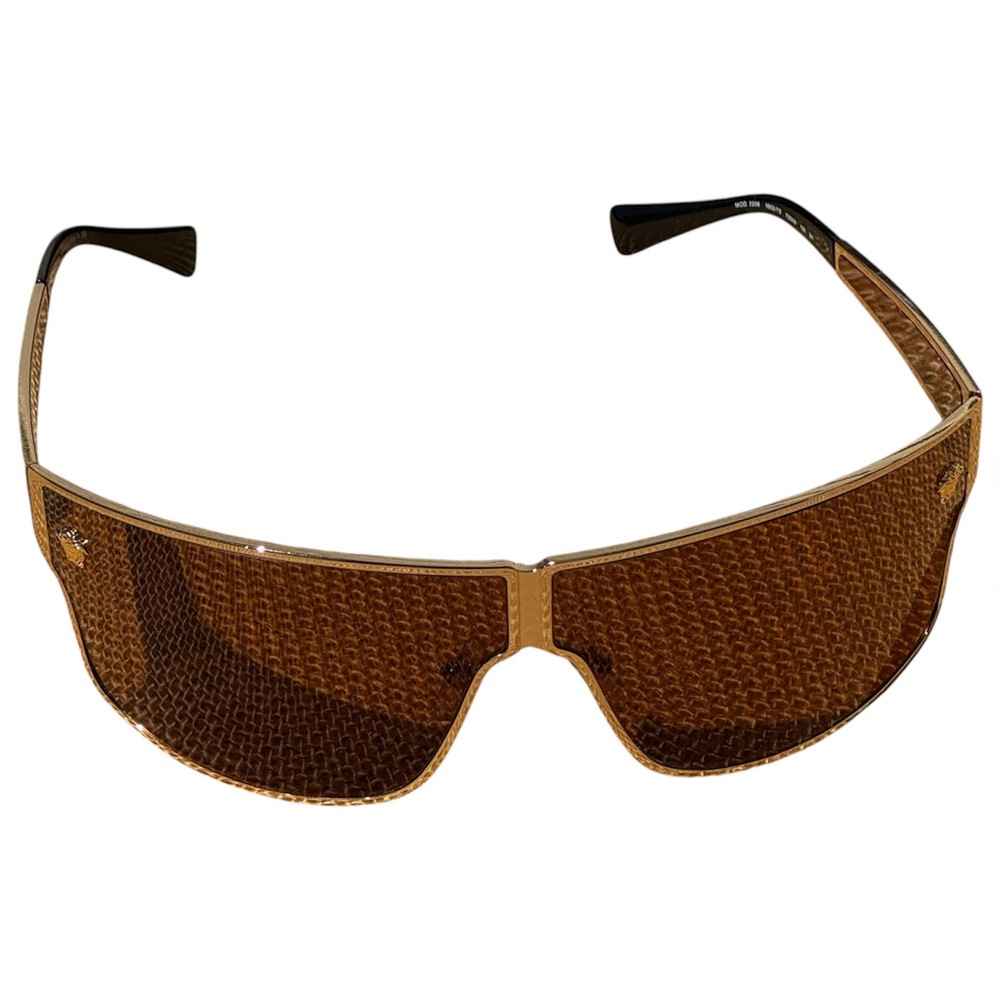 Versace Shield Sunglasses Gold Brown Medusa Italy VE 2206 - Picture 5 of 16